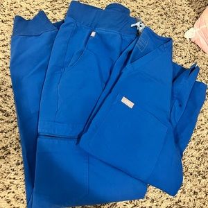 Figs Royal blue scrub set SMALL INK STAIN ON TOP